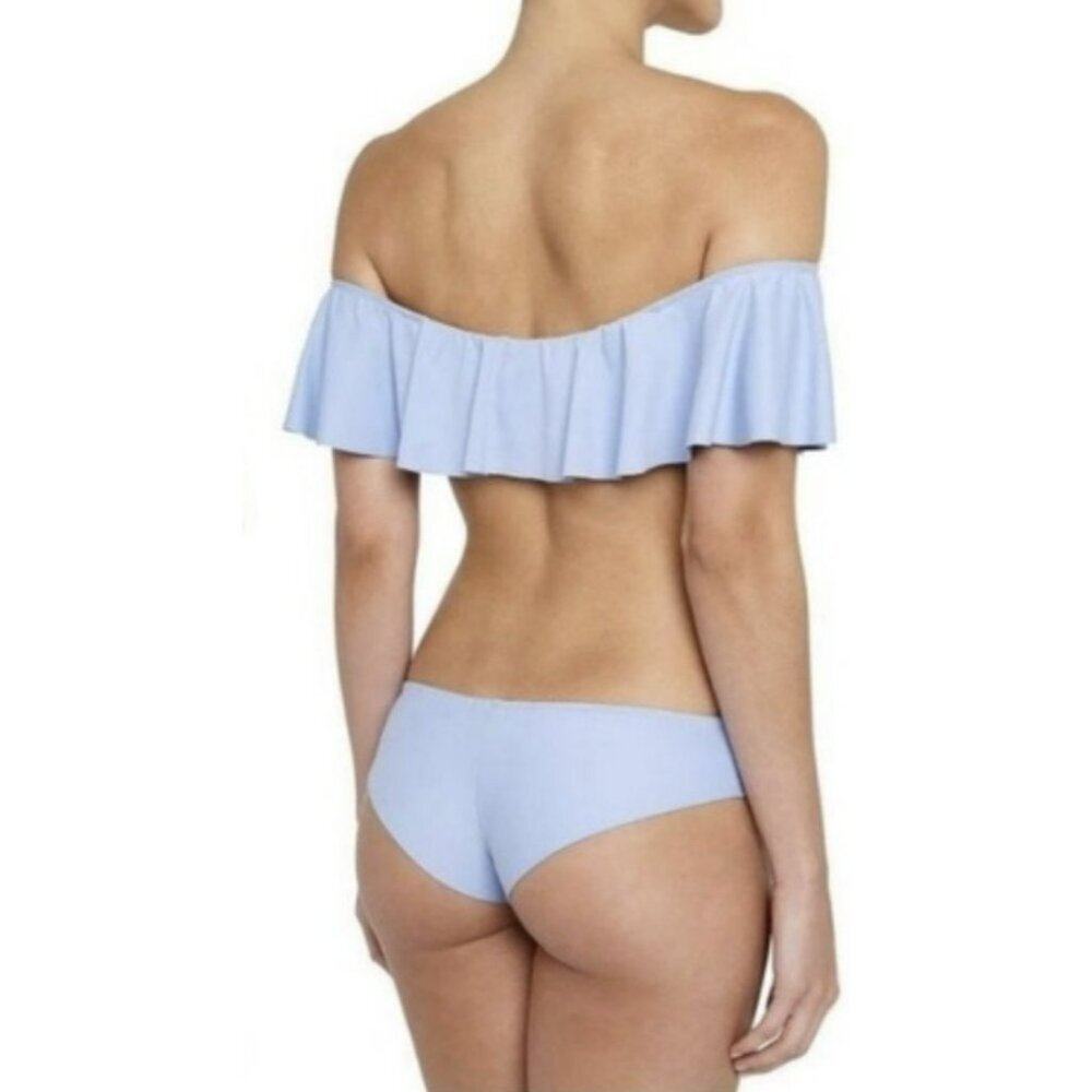Eberjey So Bikini $196 Blue Ruffle Off Shoulder Bathing Suit Swim Suit Sz Large - Picture 2 of 6
